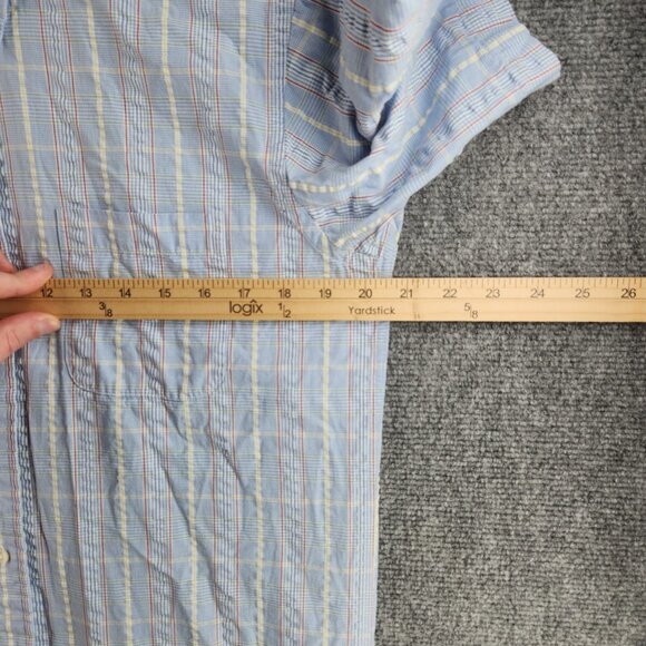 Brooks Brothers Seersucker Textured Short Sleeve XL Cotton Blue Plaid Woven - Picture 7 of 16